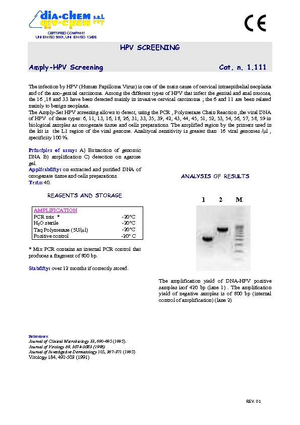 1.111 Ampli set HPV Screening  high/low risk                                     