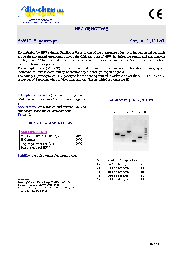 1.111/G Ampli set HPV Genotype high/low risk                                 