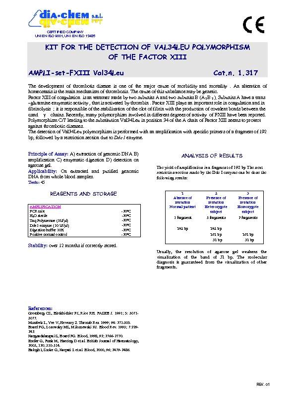 1.317 Ampli set Factor XIII Val34Leu