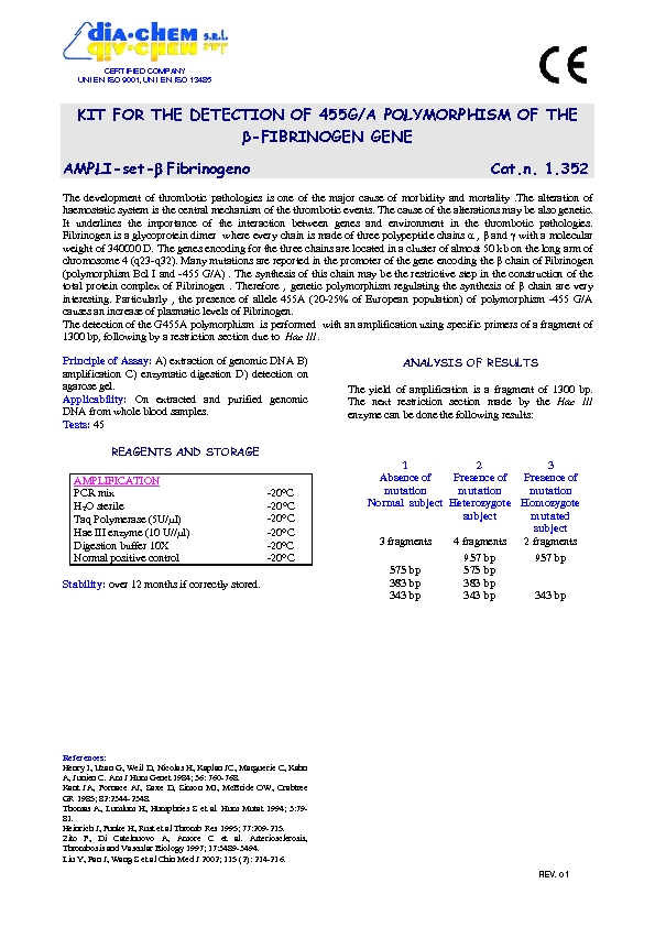 1.352 Ampli set β Fibrinogen