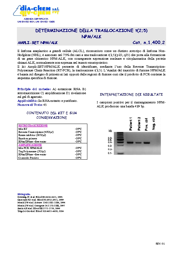 1.400.2 Ampli set Anaplastic lymphoma t(2-5)