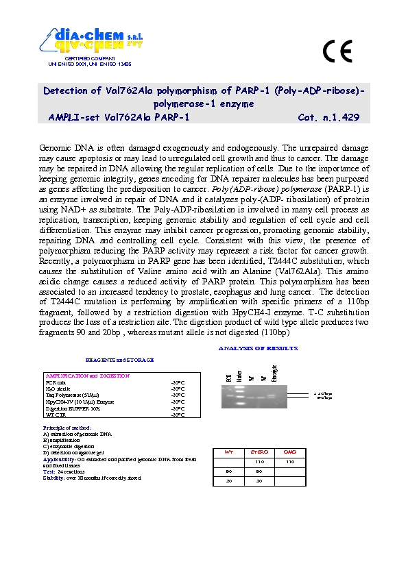 1.429 Ampli set PARP-1 Val762Ala