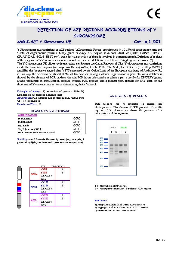 1.501* Ampli set Y Chromosome deletion UE                                                         