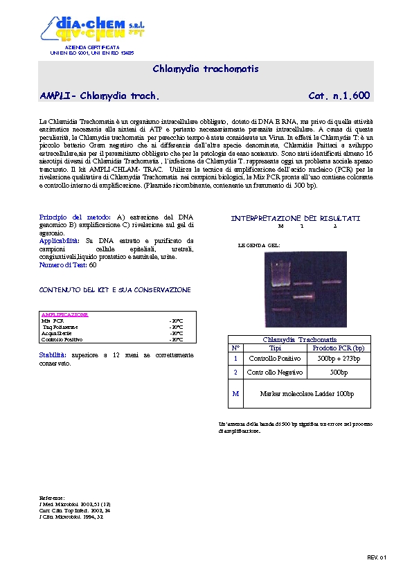 1.600 Ampli set Chlamidia Trachomatis                                               