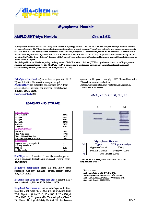 1.611* Ampli set Mycoplasma hominis