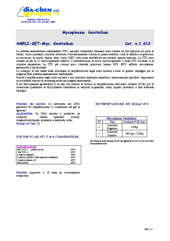 1.612 Ampli set Mycoplasma genitalium