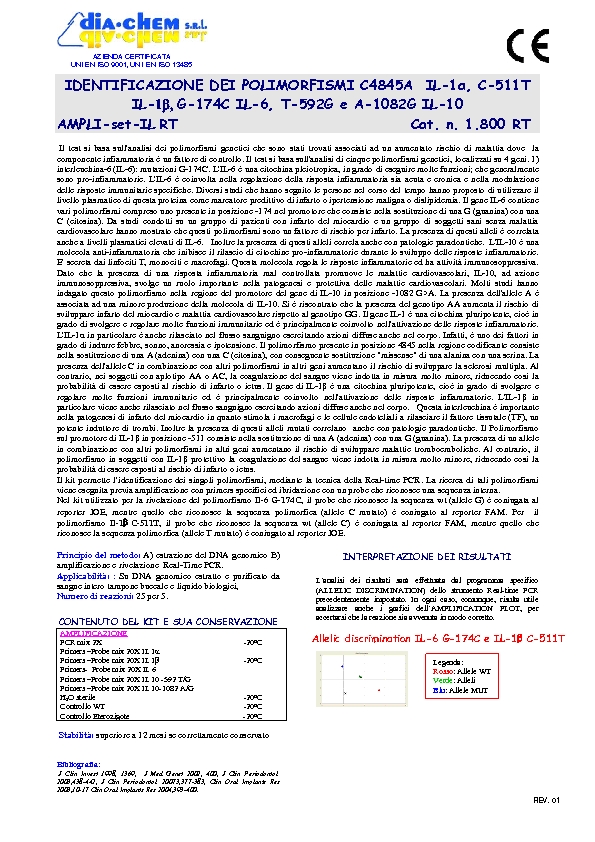 1.800RT Multi kit (IL-6), (IL-10), (IL-1α) e (IL-1β)